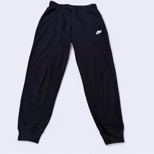 Nike Black jogger track pants with white logo elastic waist pockets size small
